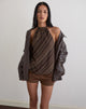 Image of Brielle Top in Chiffon Mix Brown Stripe