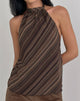 Image of Brielle Top in Chiffon Mix Brown Stripe