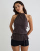 Image of Brienne Top in Brown Shimmer Sheer Plisse