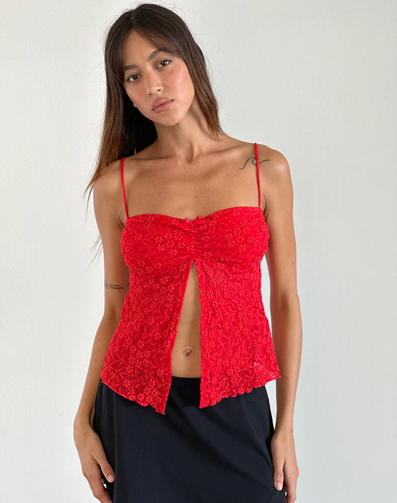 Briony Top in Lace Red