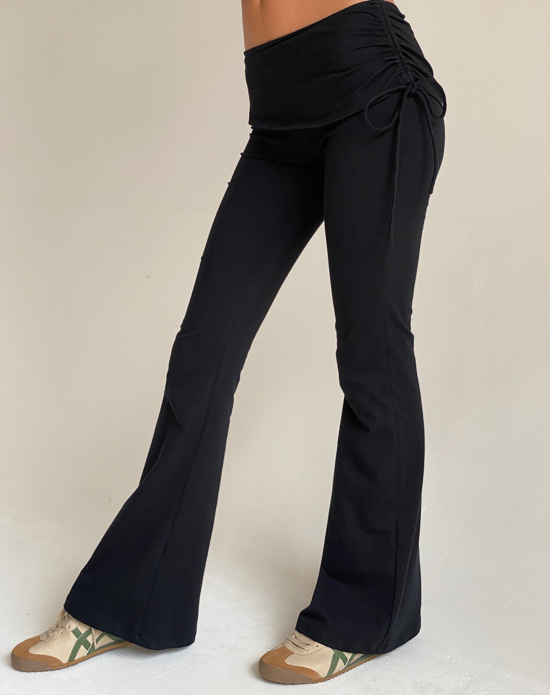 Basic Black Jersey Flared Trousers, Trousers