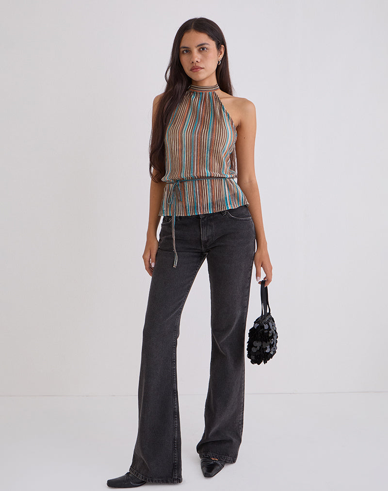 Brienne top in Blue and Brown Shimmer Plisse