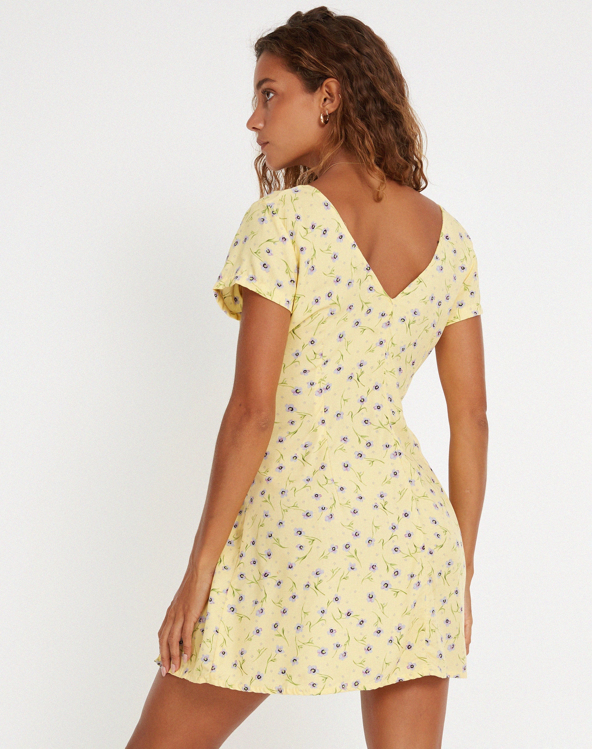 image of Calliope Mini Dress in Wild Flower Lemon Drop