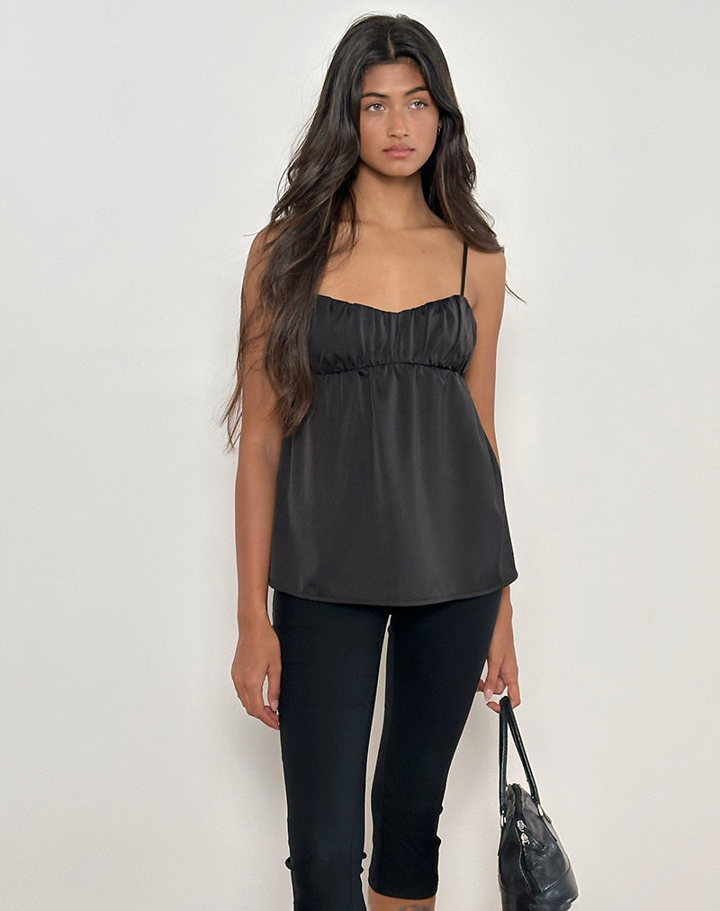 Image of Camden Longline Cami Top in Satin Black