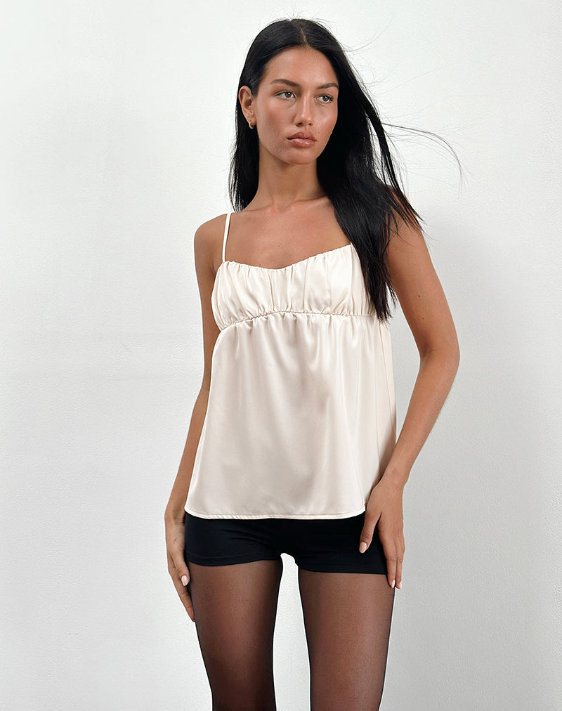 White Ivory Satin Longline Cami Top | Camden – motelrocks-com-us