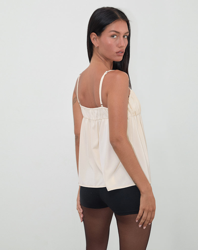 White Ivory Satin Longline Cami Top | Camden – motelrocks-com-us