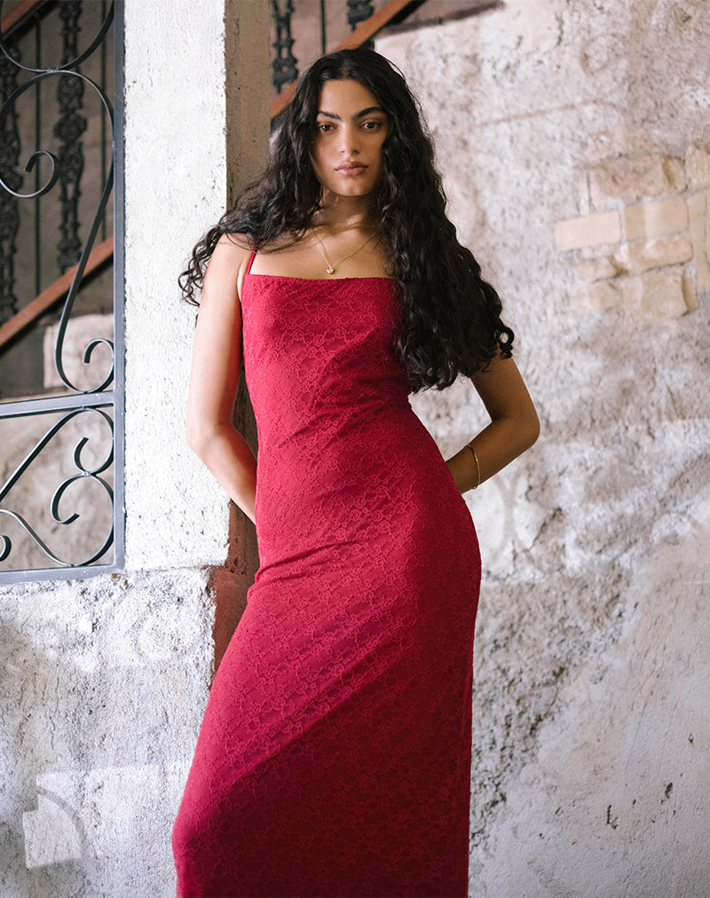Mari Lace Red Maxi Dress | Cantha – motelrocks-com-us
