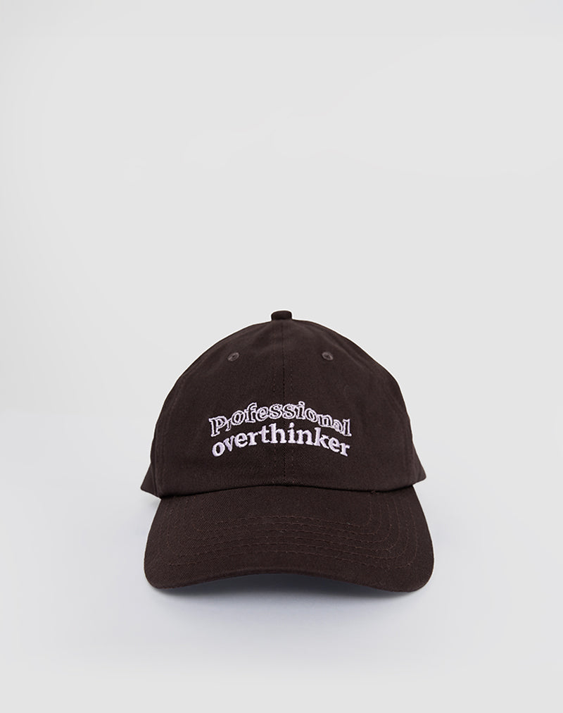 Cap in Bitter Chocolate with Professional Overthinker Slogan