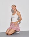 Image of Lowisa Mini Tiered Skirt in Blush Red Ditsy Floral