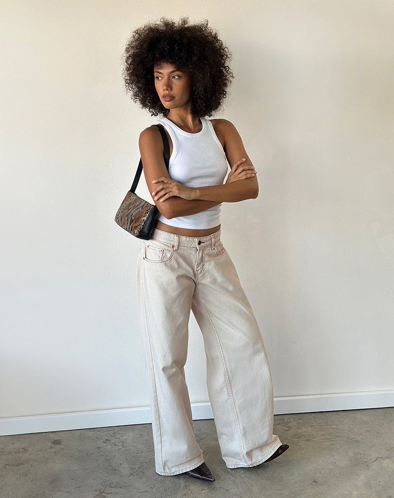 Roomy Extra Wide Low Rise Jeans in Off White