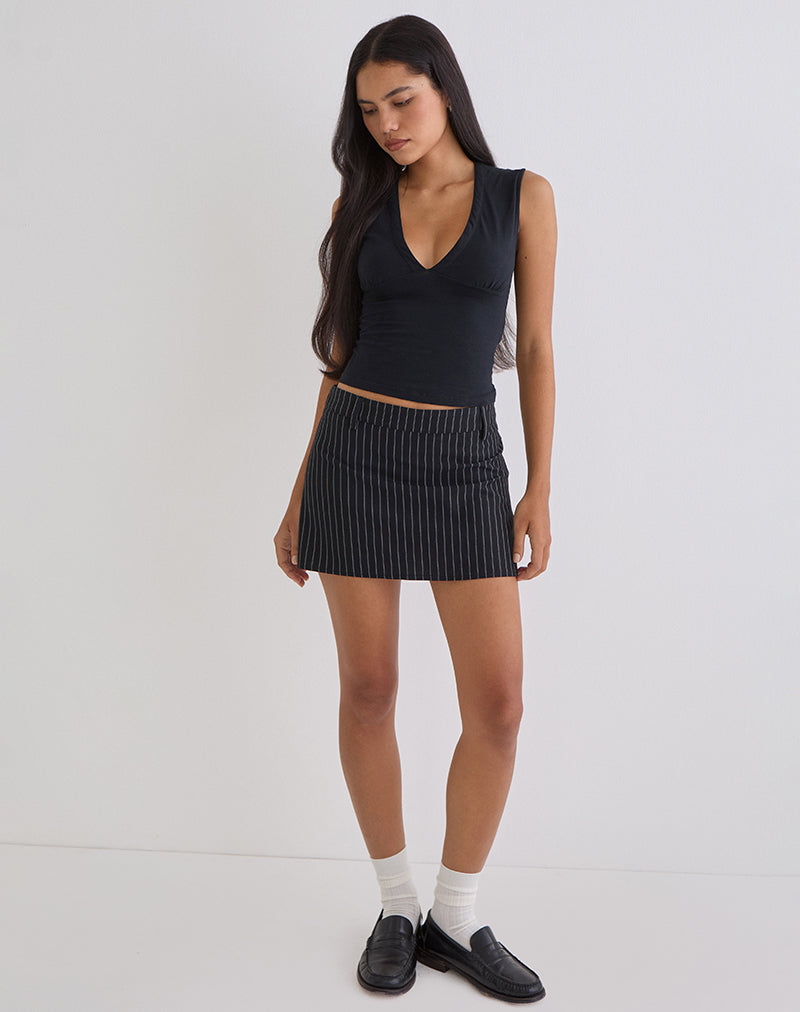 Image of Carlin Mini Skirt in Tailoring Pinstripe Black