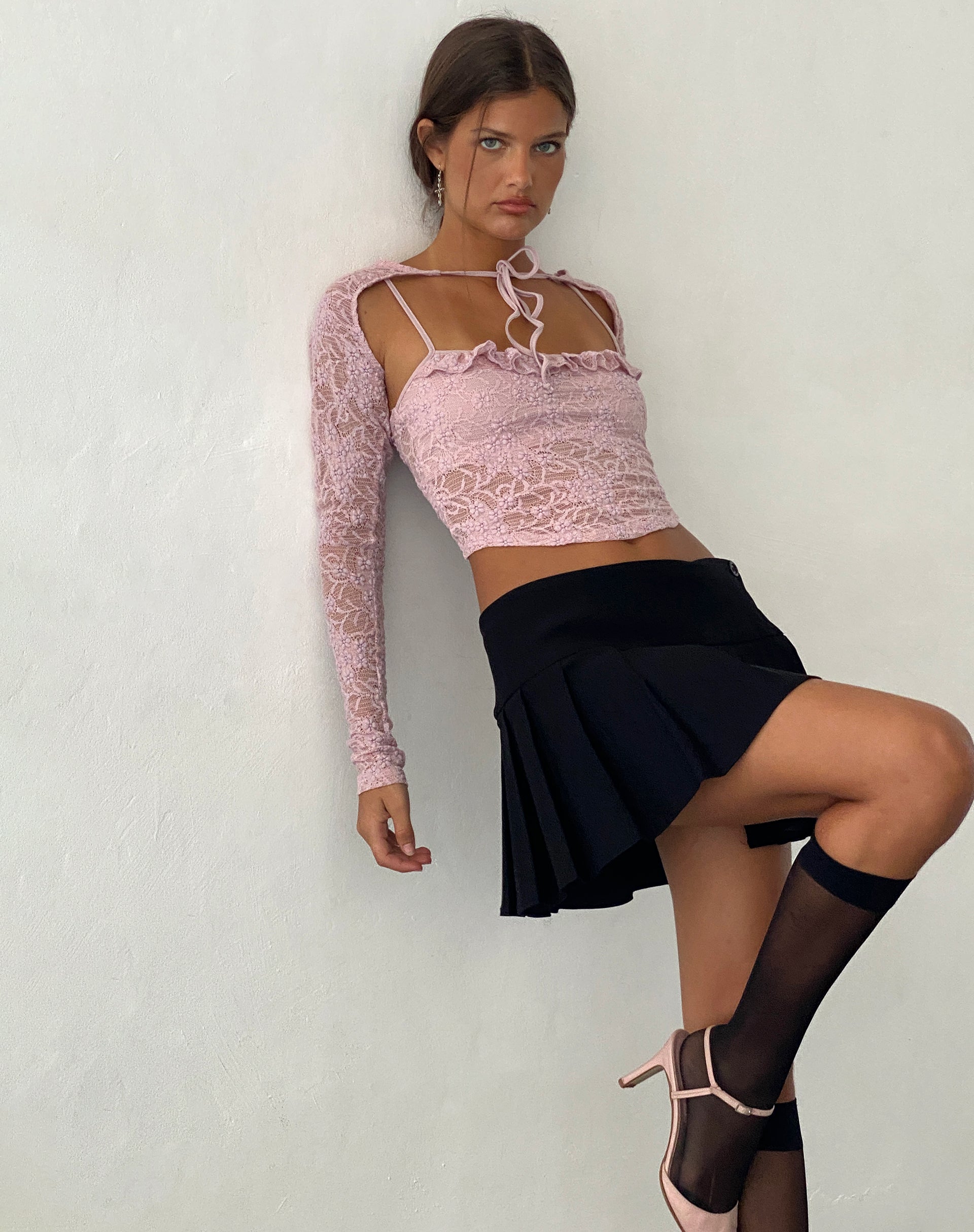 Image of Carlina Cami and Shrug Set in Lace Pink