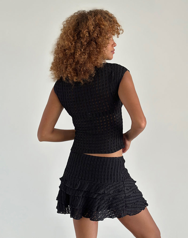 Jet Black Crinkle Mini Skirt | Carlota – motelrocks-com-us