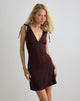 Image of Carmila Gathered Mini Dress in Jersey Bitter Chocolate