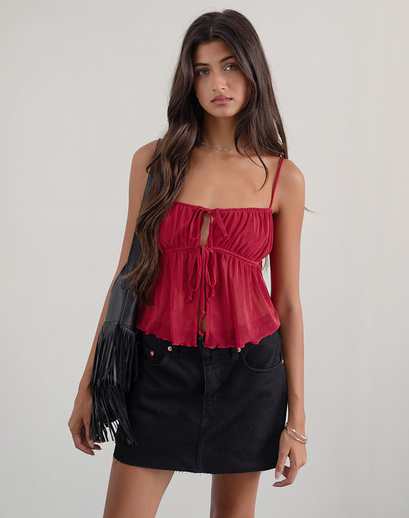 Image of Carmina Cami Top in Mesh Cherry