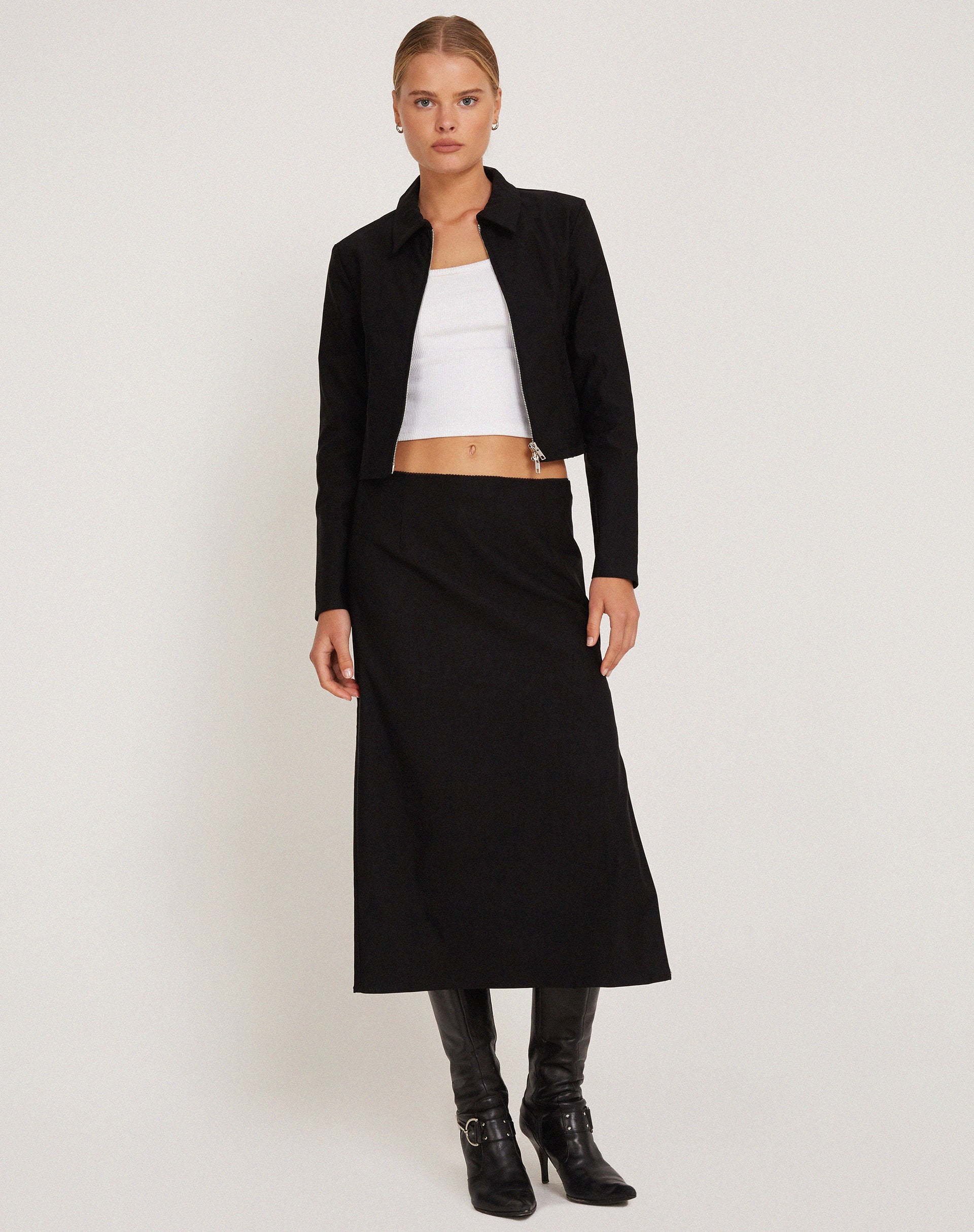 image of Carson Cropped Jacket in Black