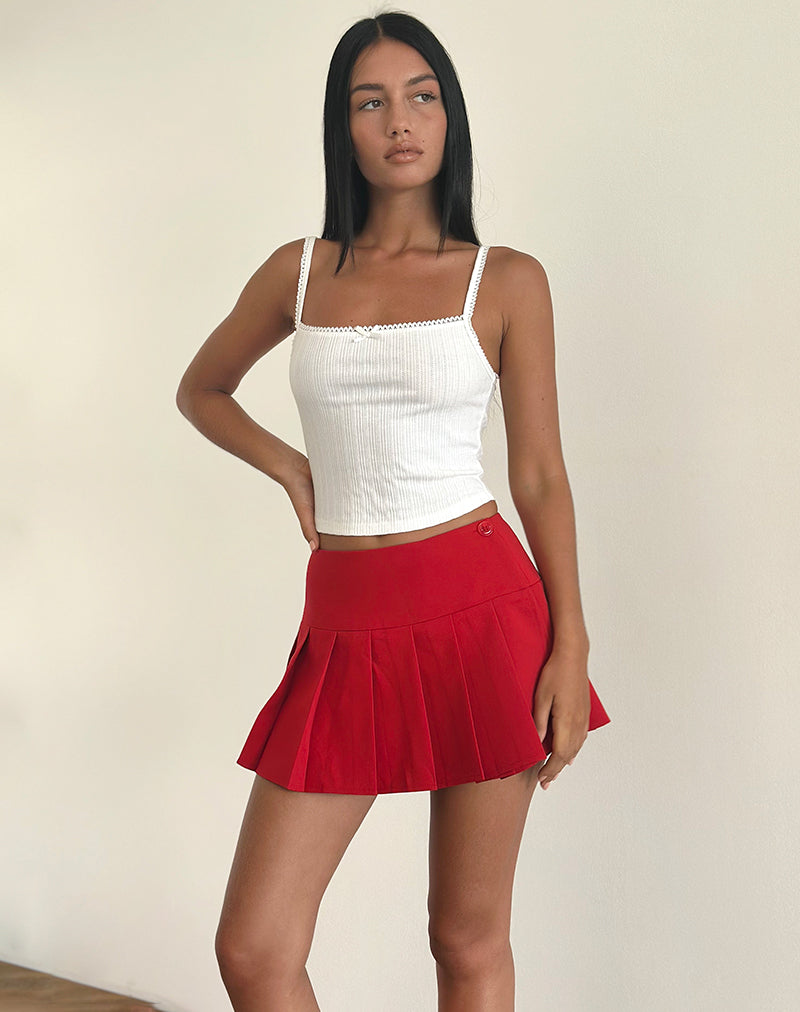 image of Casini Mini Skirt in Soft Tailoring Red