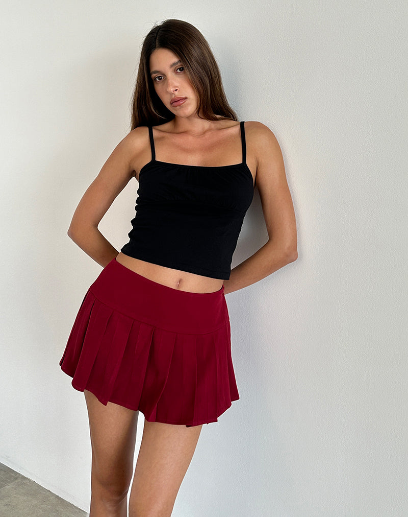 Image of Casini Mini Skirt in Soft Tailoring Burgundy