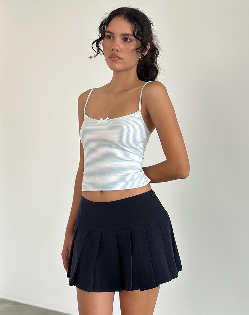 Image of Casini Pleated Micro Skirt in Tailoring Navy