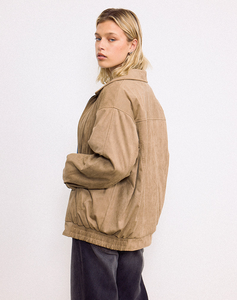 Image of Cavita Jacket in Faux Suede Tan