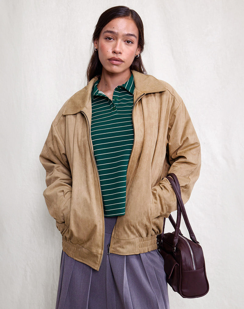 Image of Cavita Jacket in Faux Suede Tan