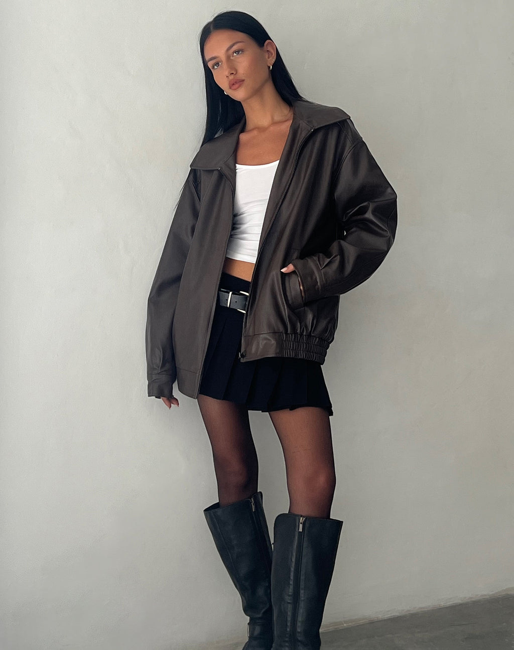 MOTEL X OLIVIA NEILL Cavita Jacket in PU Bitter Chocolate