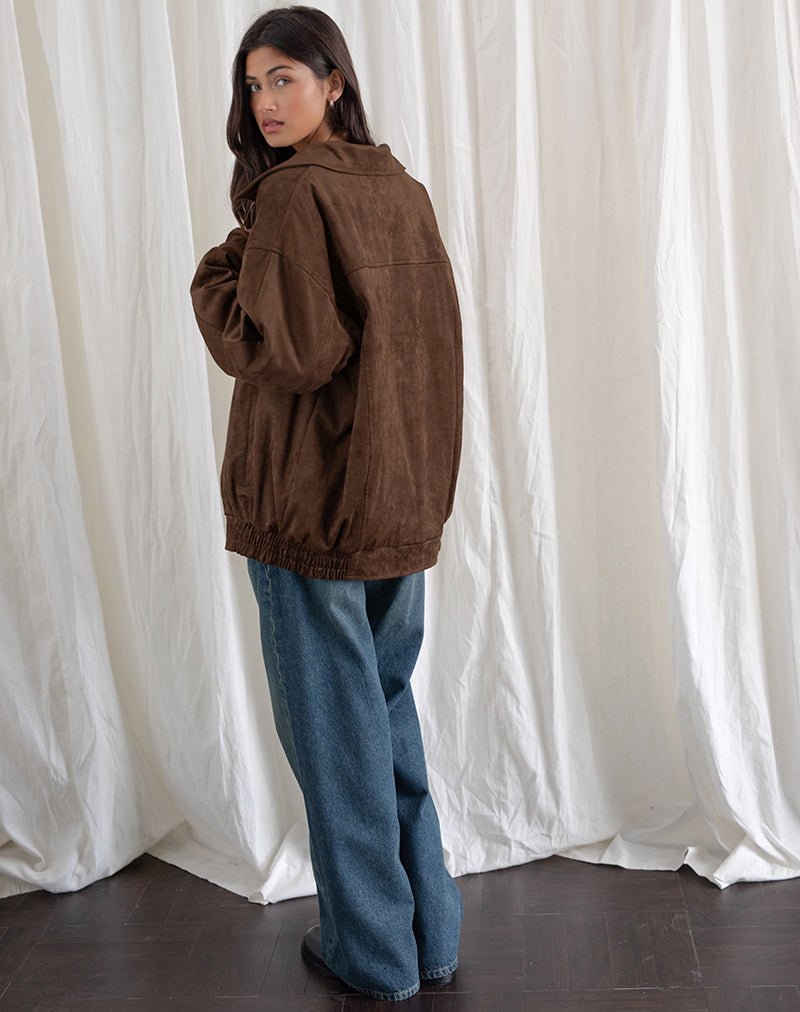 Image of Cavita Jacket in Faux Suede Brown