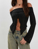 Image of Celeste Butterfly Bardot Top in Black