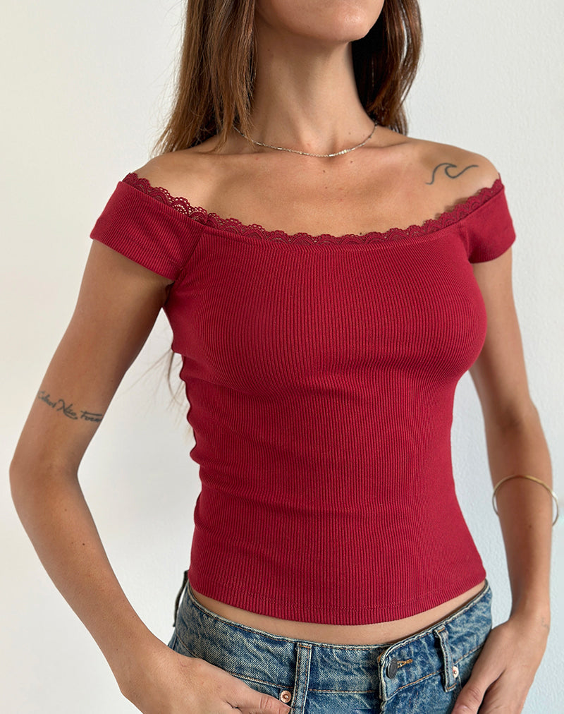 Adrenaline Red Ribbed Top | Chacha – motelrocks-com-us
