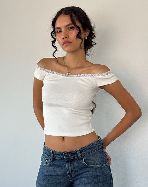 CHACHA-TOP-RIB-LACE-OFF-