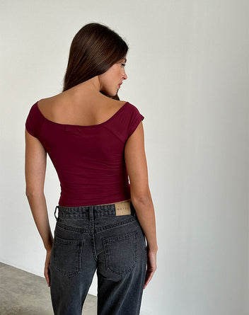Baylee Off Shoulder Top - Burgundy