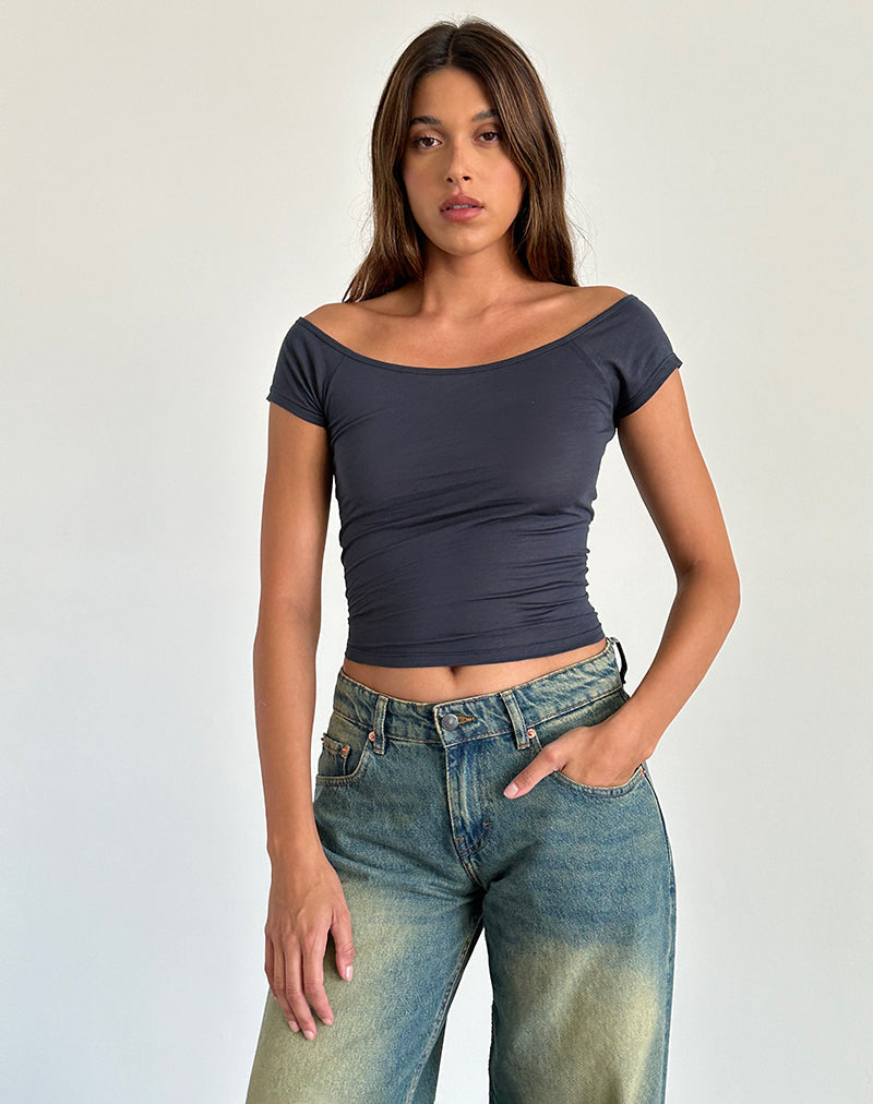 Image of Charya Off The Shoulder Top in Ocean Storm