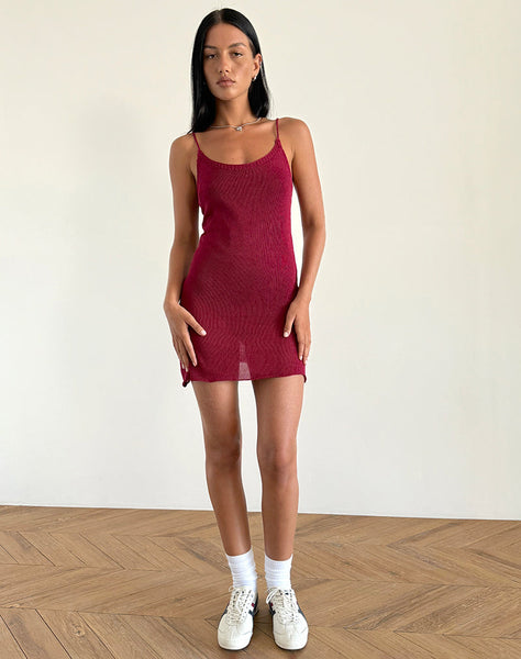 Women's Chiara Mini Dress in Sheer Knit Red, XXL , Sheer , Scoop Neckline red Women's Chiara Mini Dress in Sheer Knit Red, XXL , Sheer , Scoop Neckline red