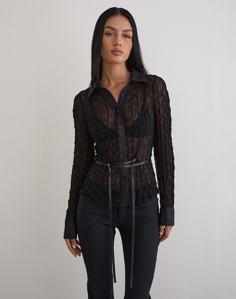 Image of Christabel Shirt in Textured Mesh Black