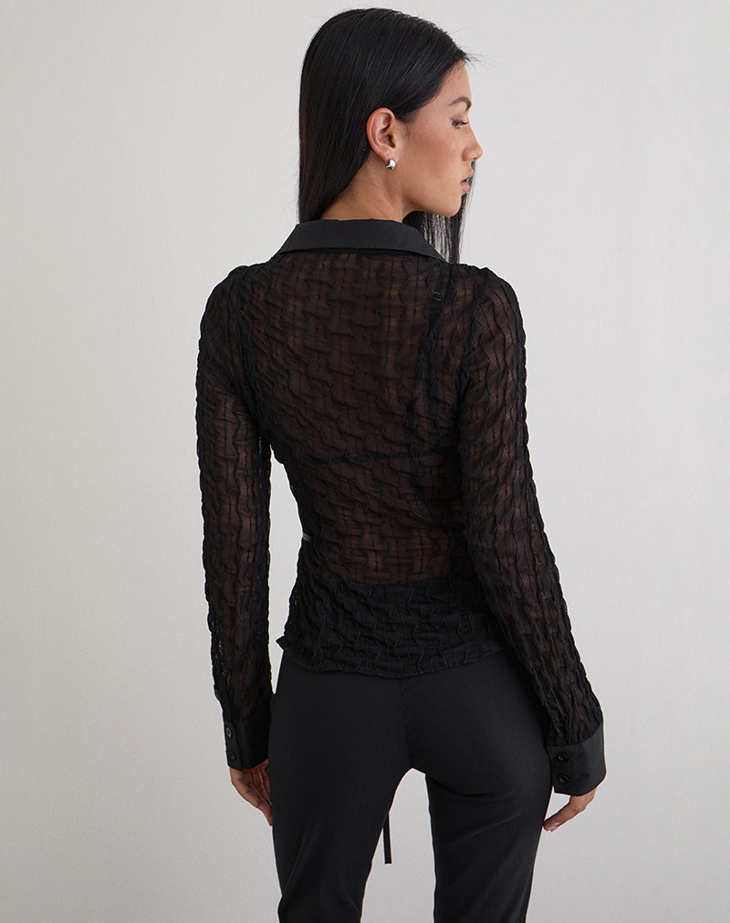 Image of Christabel Shirt in Textured Mesh Black