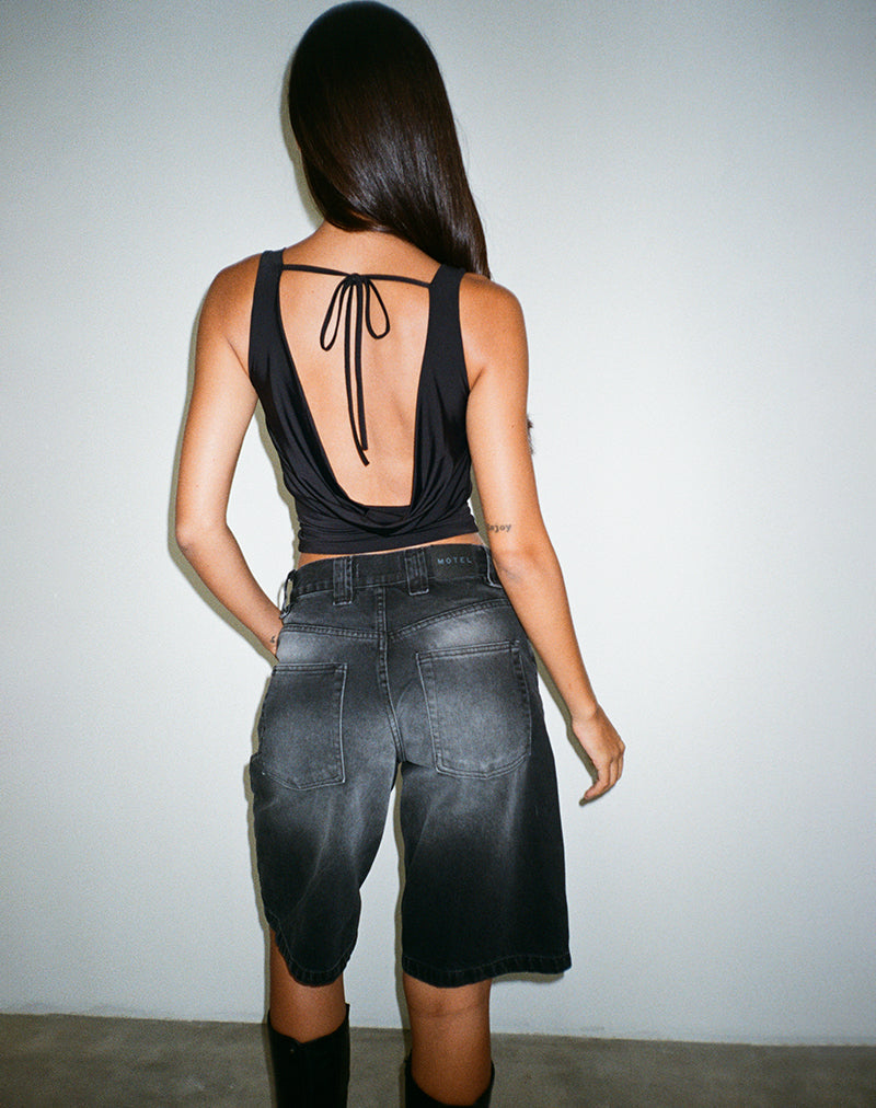 Black Slinky Backless Cowl Top | Chuya – motelrocks-com-us