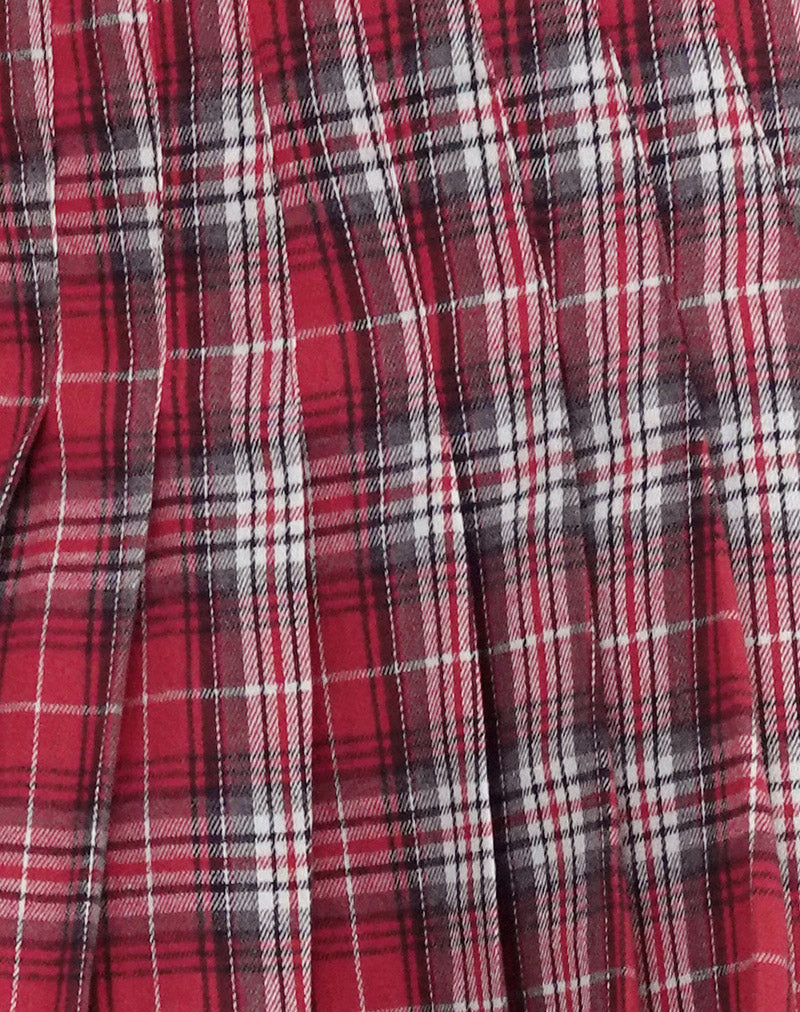 Red Check Pleat Mini Skirt | Cida – motelrocks-com-us