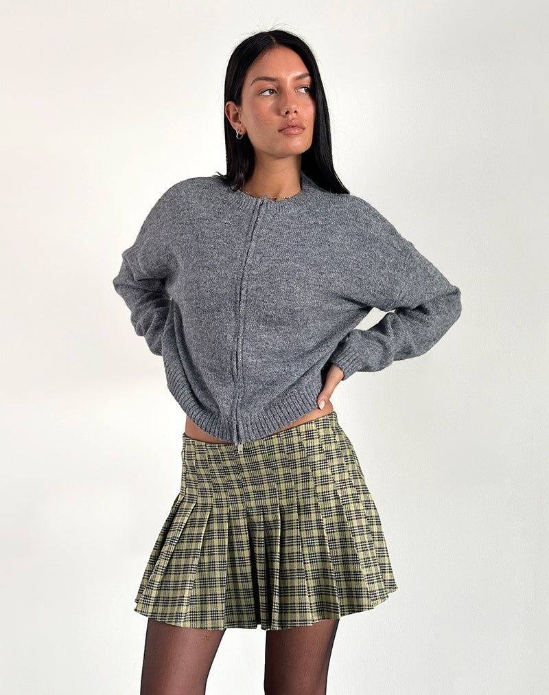 Image of Cida Small Pleated Mini Skirt in Yellow Check