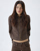 Image of Denim Cinch Jacket in Brown