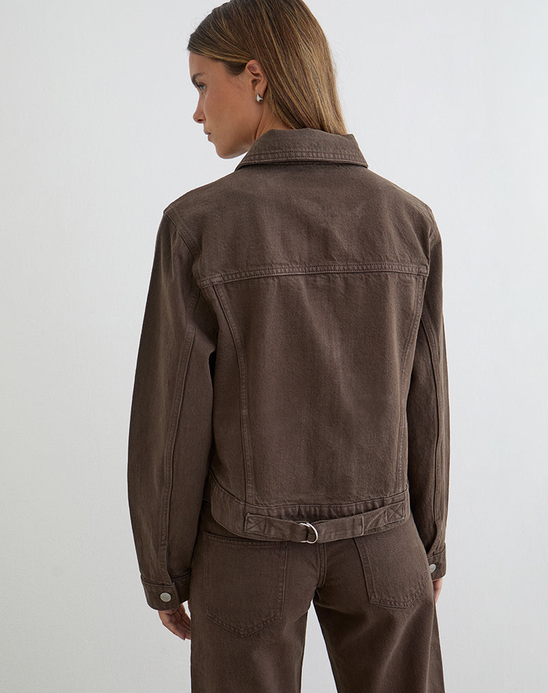 Image of Denim Cinch Jacket in Brown