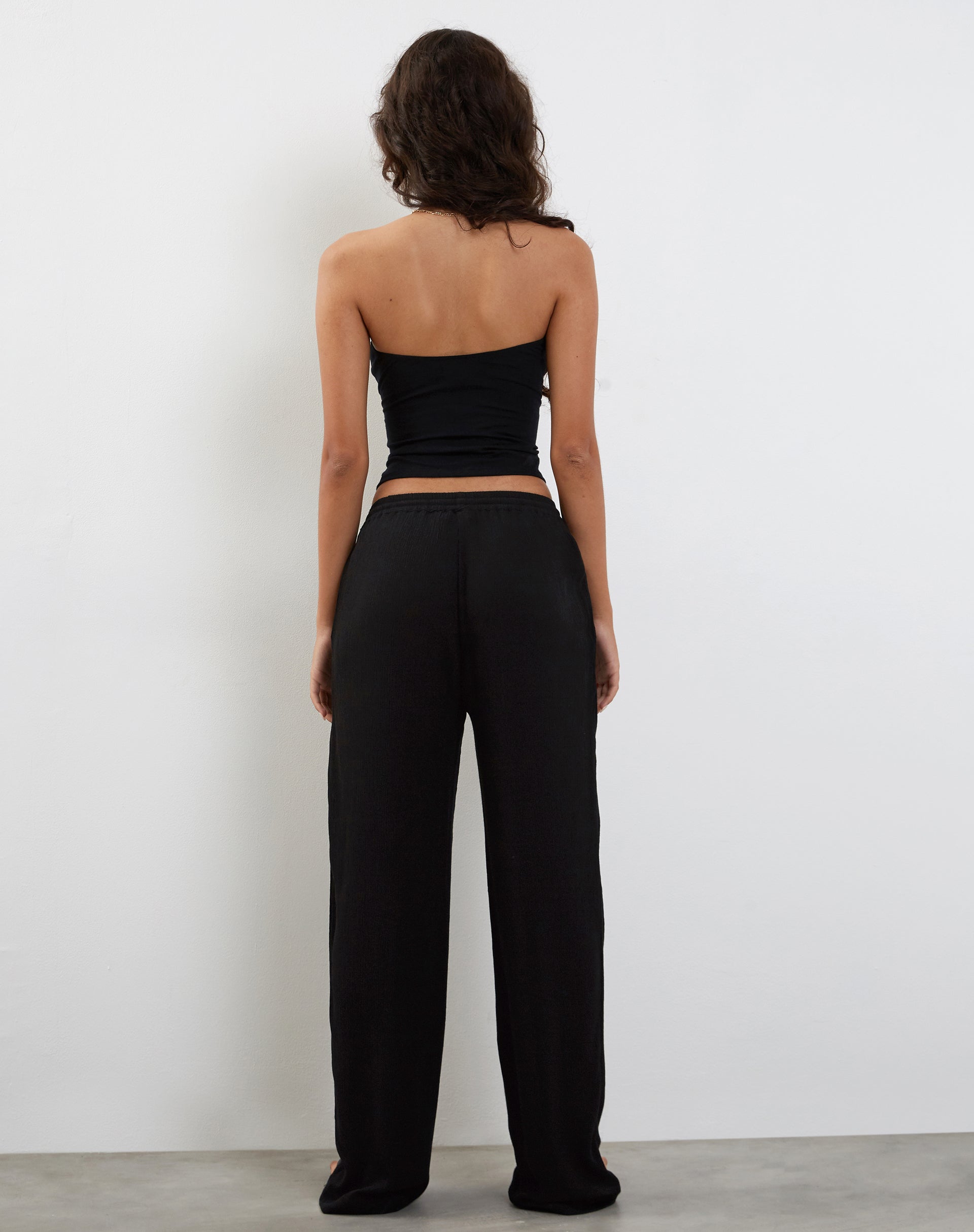 Motel High Waist Flared Trousers With Cut Out Chain Detail Co-ord in Black