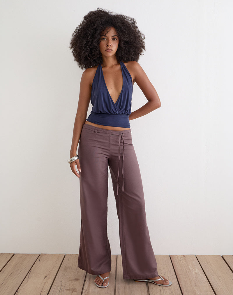 Image of Cisaw Trouser in Linen Deep Taupe Brown
