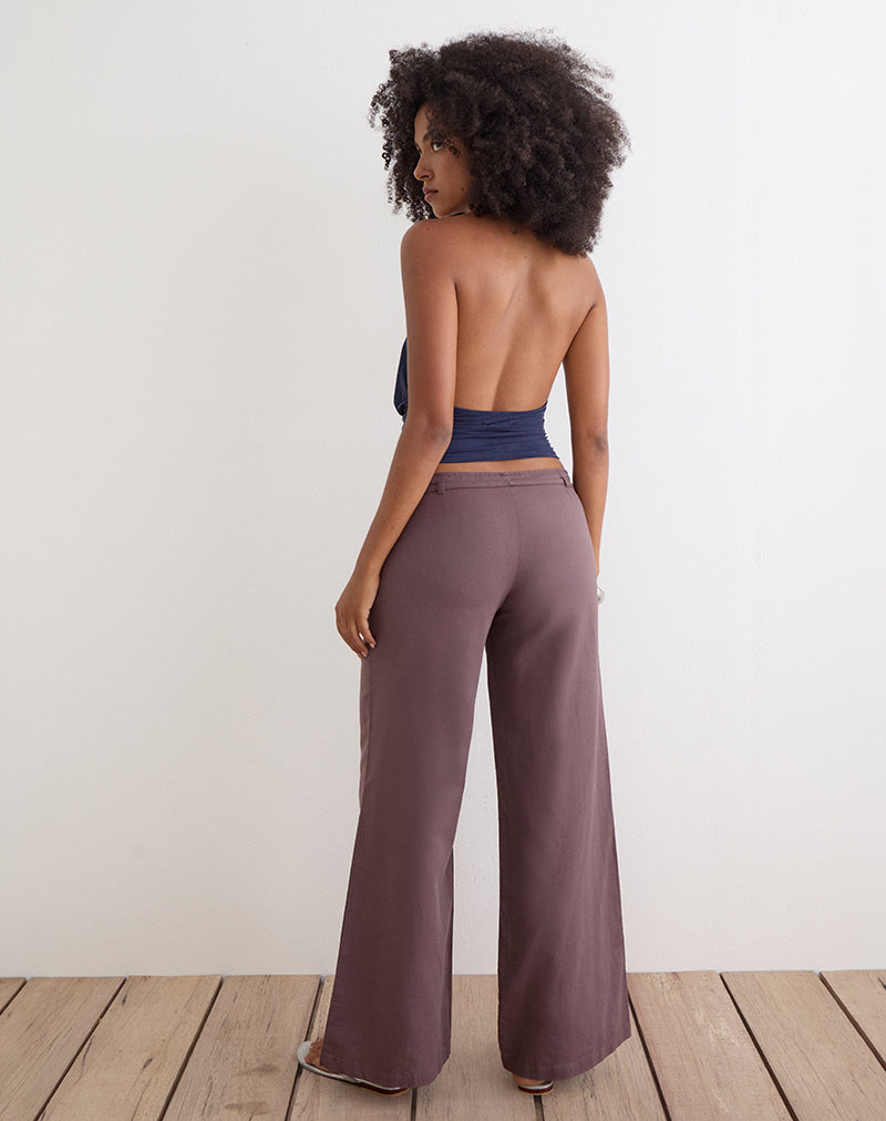 Image of Cisaw Trouser in Linen Deep Taupe Brown