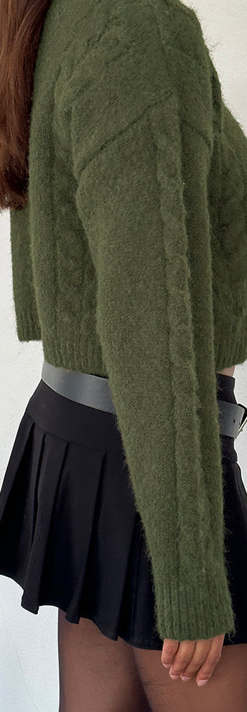 Holiday Organic Cotton Knit Cardigan Forest