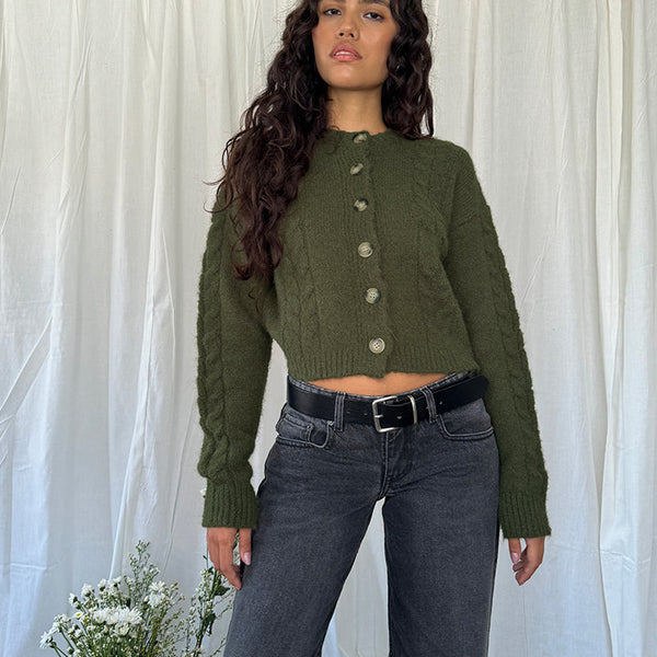 Karie Ls Knit Cardigan Deeo Lichen Green main image 1