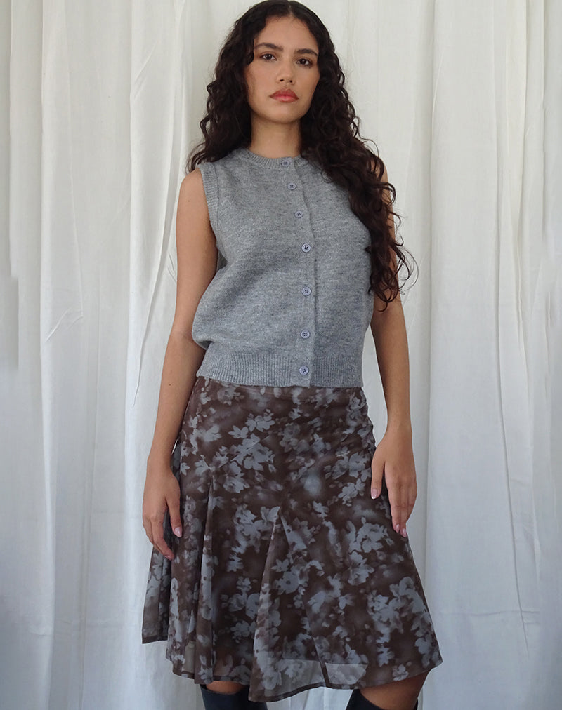 Clarita Midi Skirt in Botanical Shadow Brown