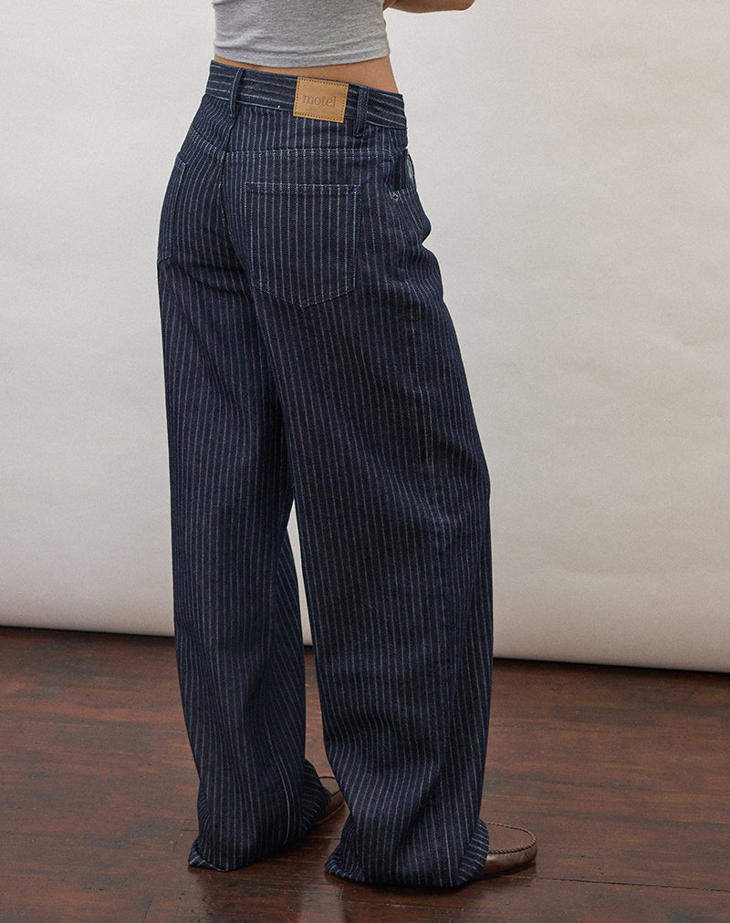 Image of Low Rise Roomy Jeans in Stripe Indigo