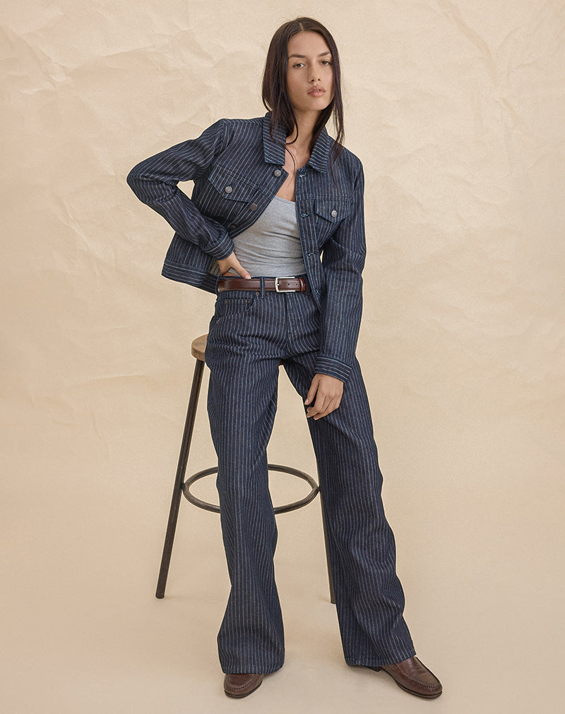 Image of Low Rise Roomy Jeans in Stripe Indigo