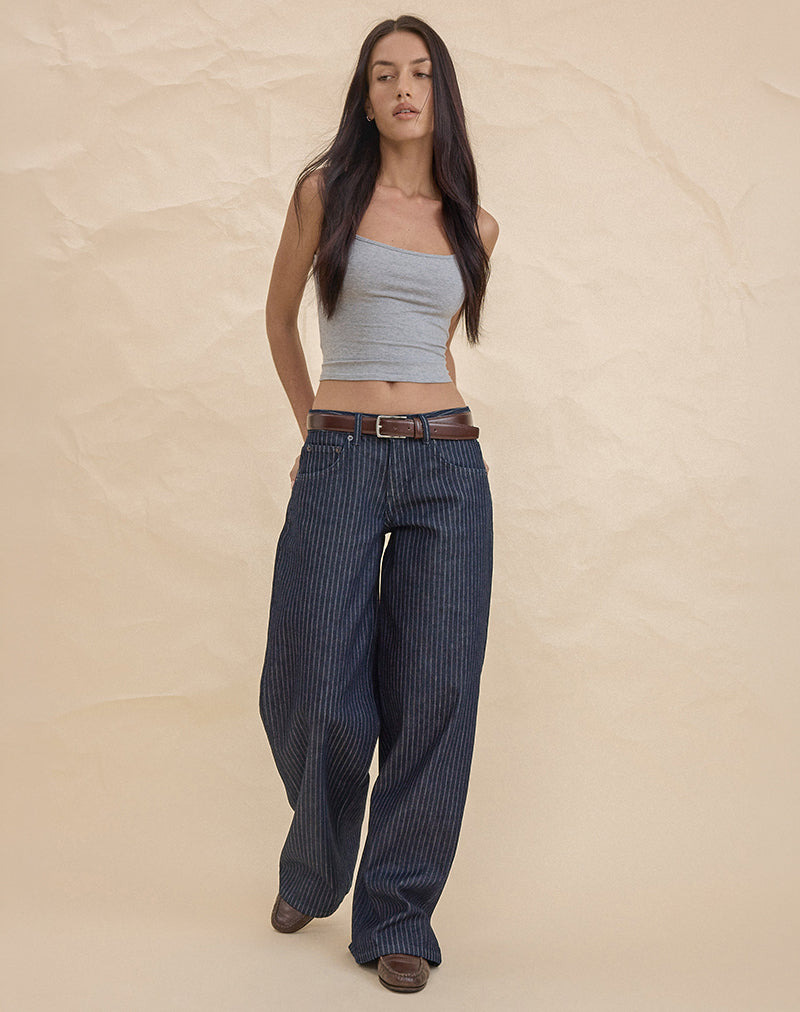 Image of Low Rise Roomy Jeans in Stripe Indigo