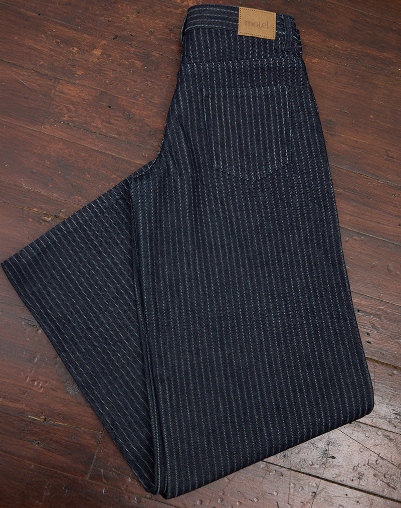 Image of Low Rise Roomy Jeans in Stripe Indigo